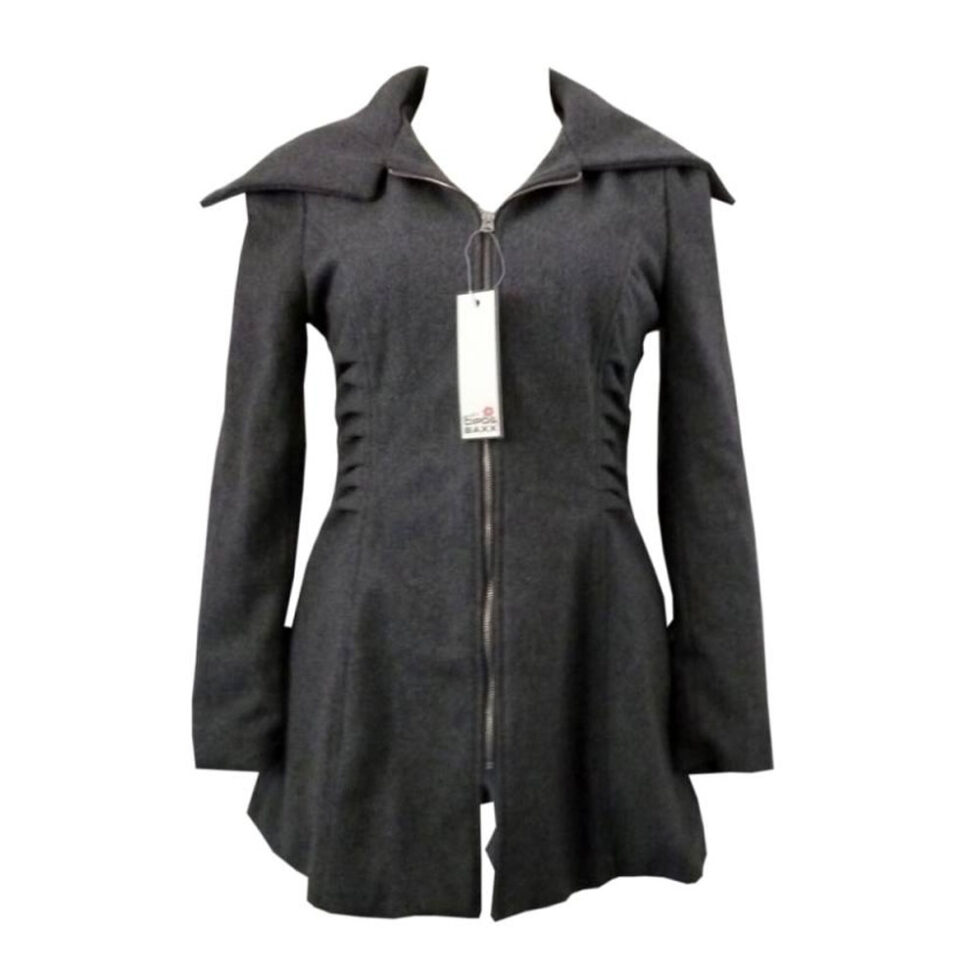 Cipo & Baxx Damen Jacke in grau Gr. S mit großem Kragen