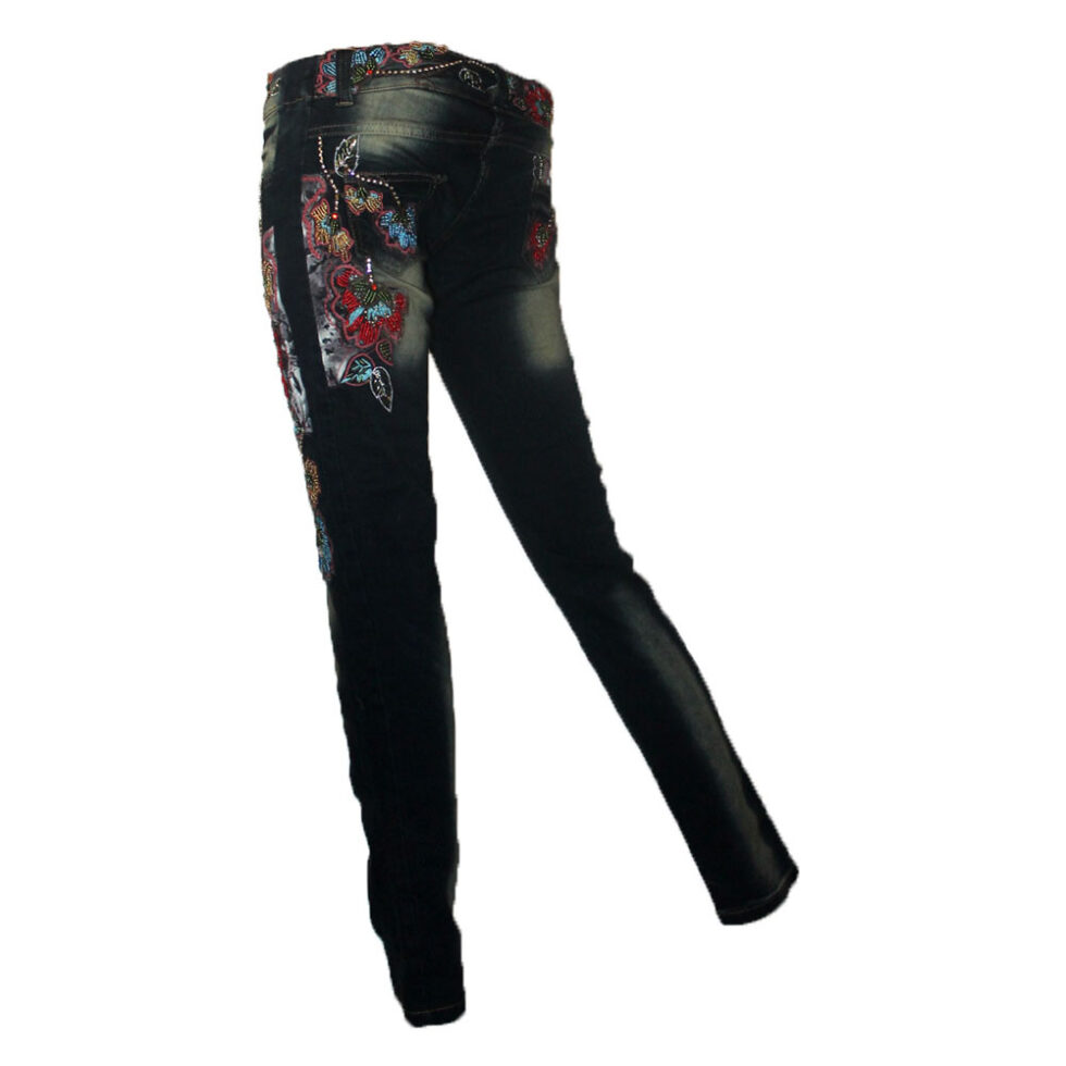 Damen Jeans mit Strass Hüftjeans Strechjeans Signet 3201 dark denim – Bild 2