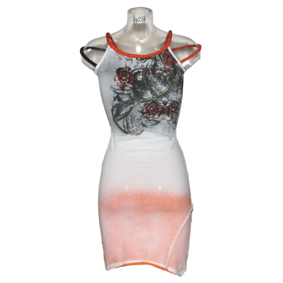 Damen Kleid Minikleid Signet 3257 grau pink mit Stickerei – Bild 2