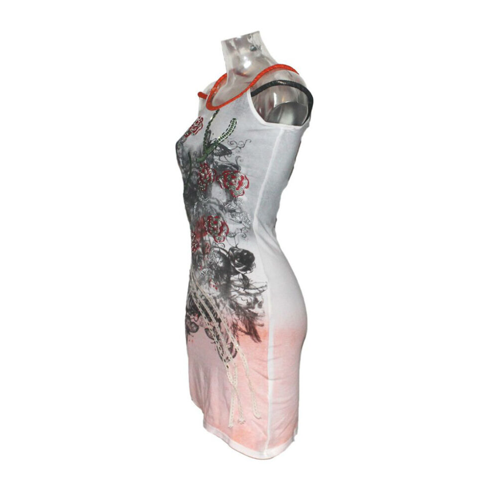 Damen Kleid Minikleid Signet 3257 grau pink mit Stickerei – Bild 3
