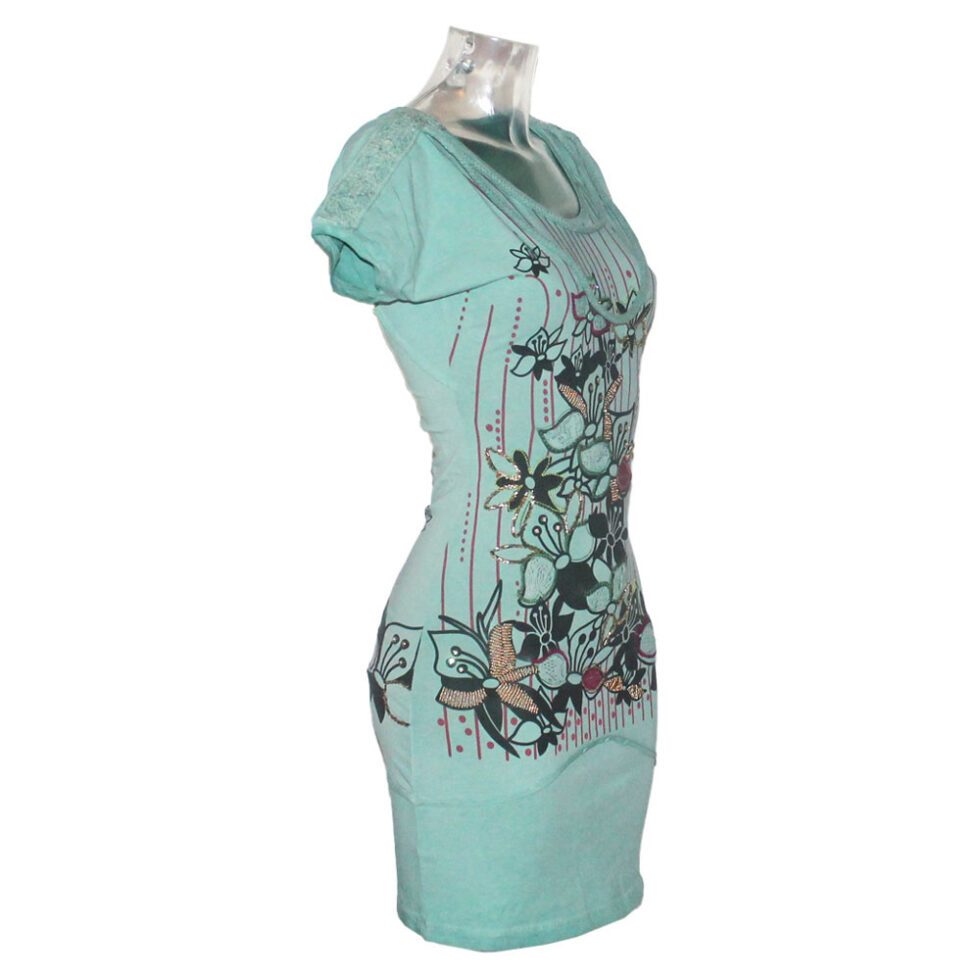 Damen Kleid Minikleid Signet 3259 mint grün mit Applikationen – Bild 3