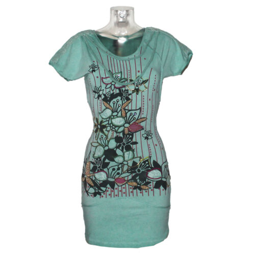 Damen Kleid Minikleid Signet 3259 mint grün mit Applikationen