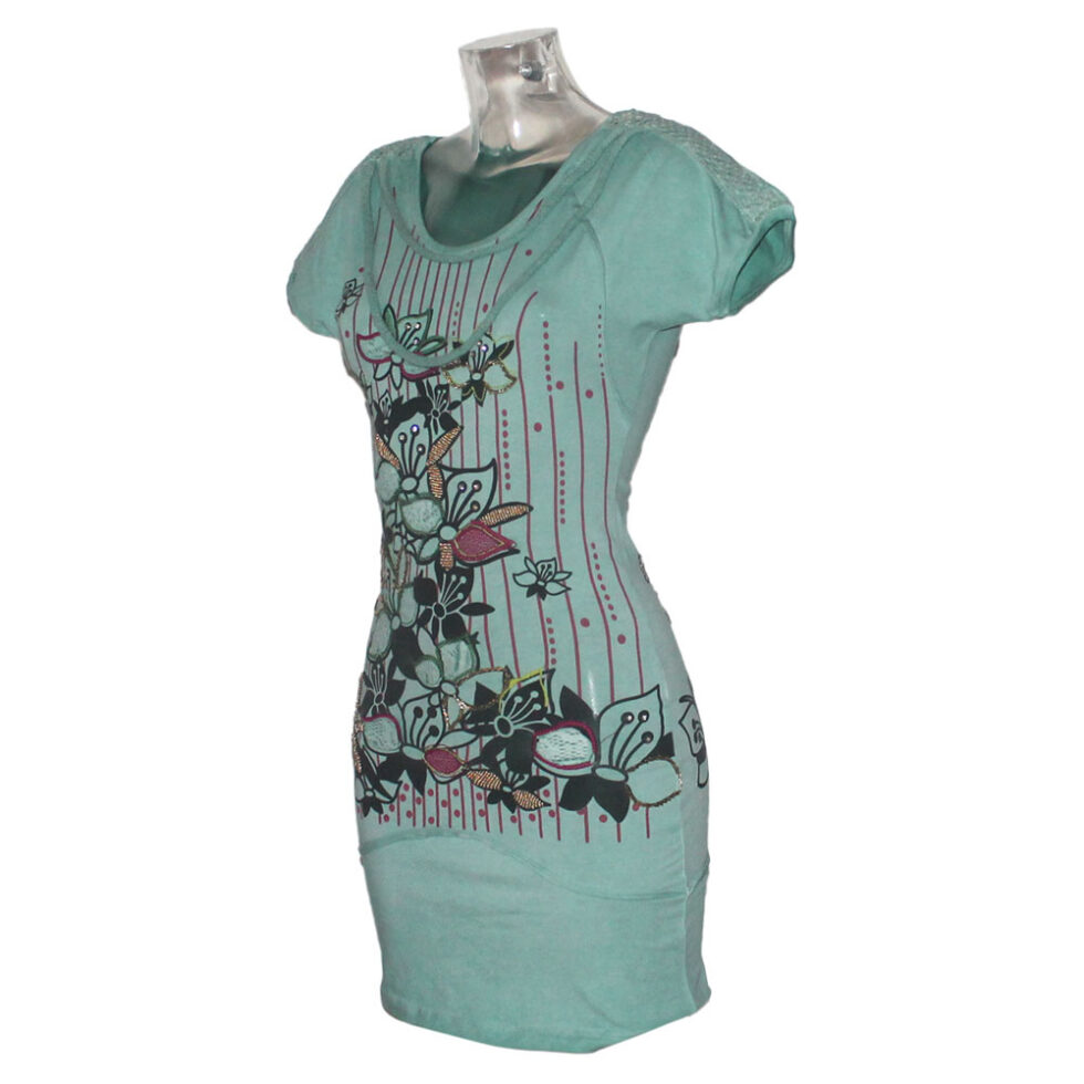 Damen Kleid Minikleid Signet 3259 mint grün mit Applikationen – Bild 2