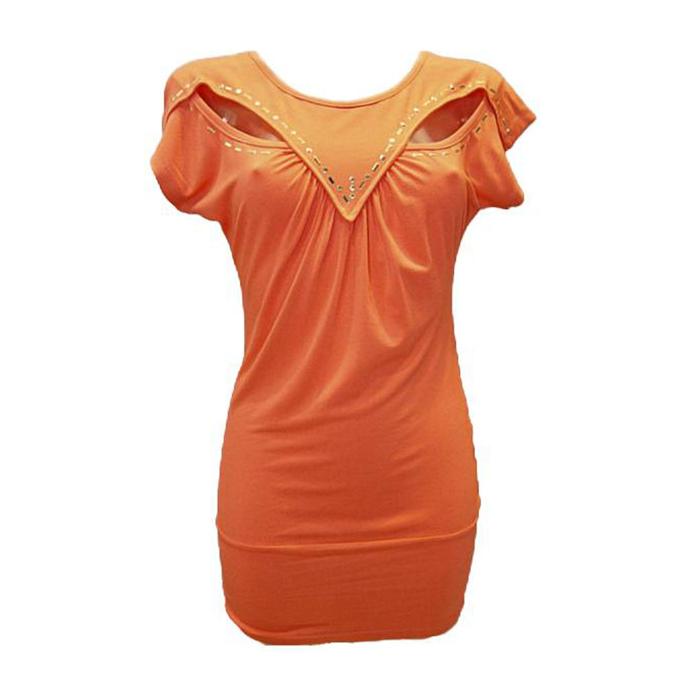 Damen Long Shirt orange ausgefallen bis Gr. 40