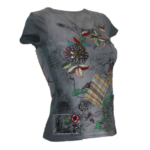 Damen Shirt Top T-Shirt Signet 1230 grau Gr. S