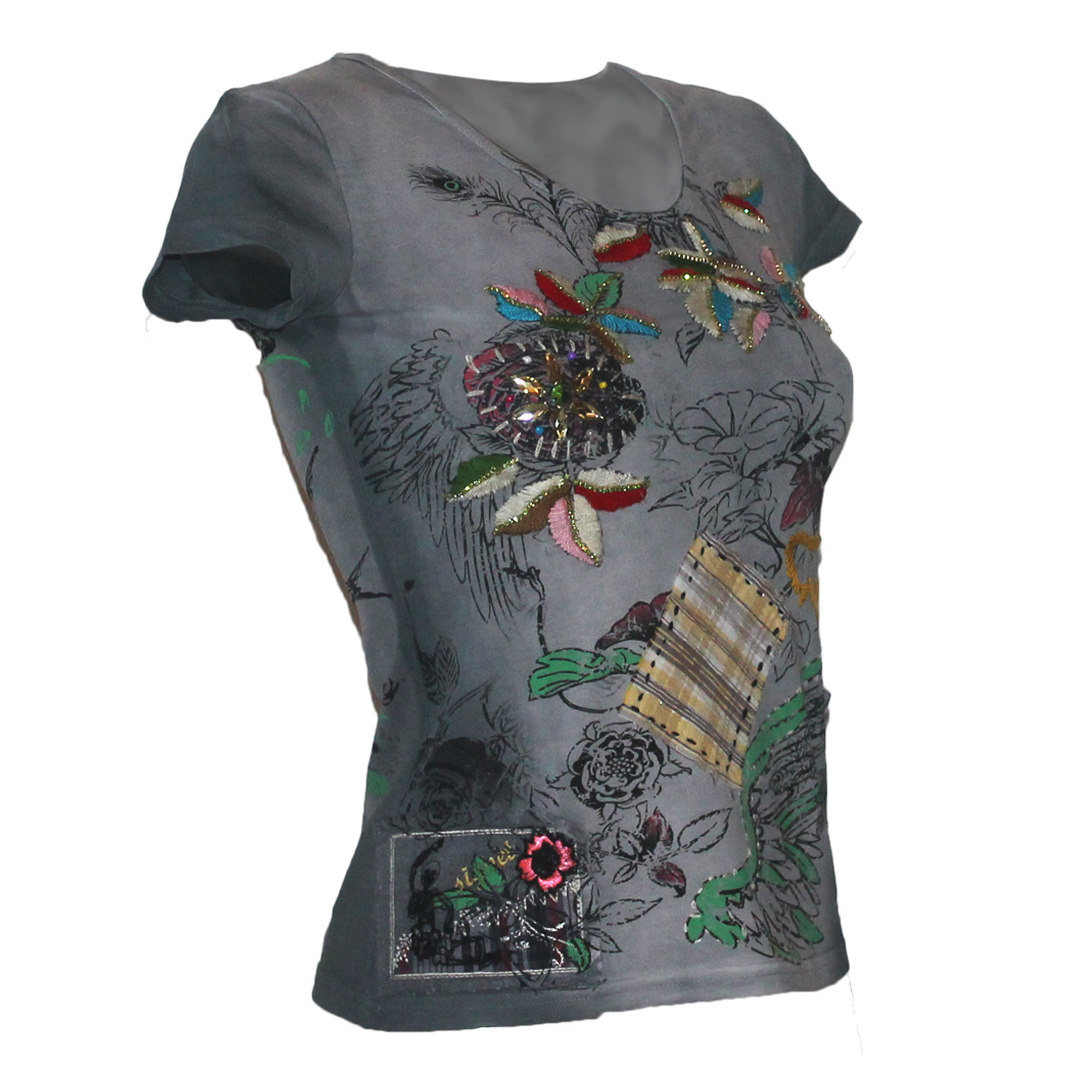 Damen Shirt Top T-Shirt Signet 1230 grau Gr. S