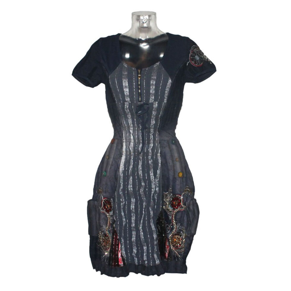 Damen Sommerkleid Gr. S Dirndl Look Kleid Signet 3175 indigo – Bild 4