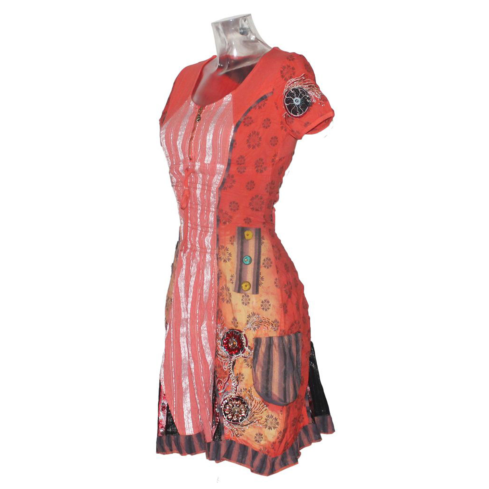 Damen Sommerkleid Dirndl Look Kleid Signet 3175 orange