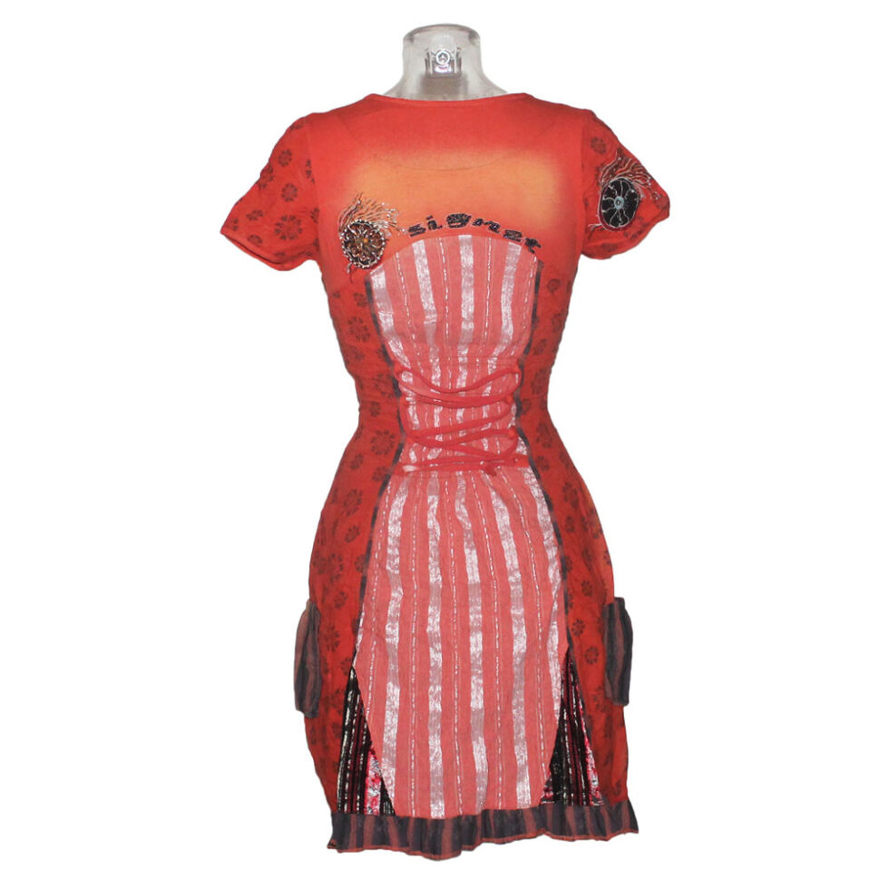 Damen Sommerkleid Dirndl Look Kleid Signet 3175 orange – Bild 3