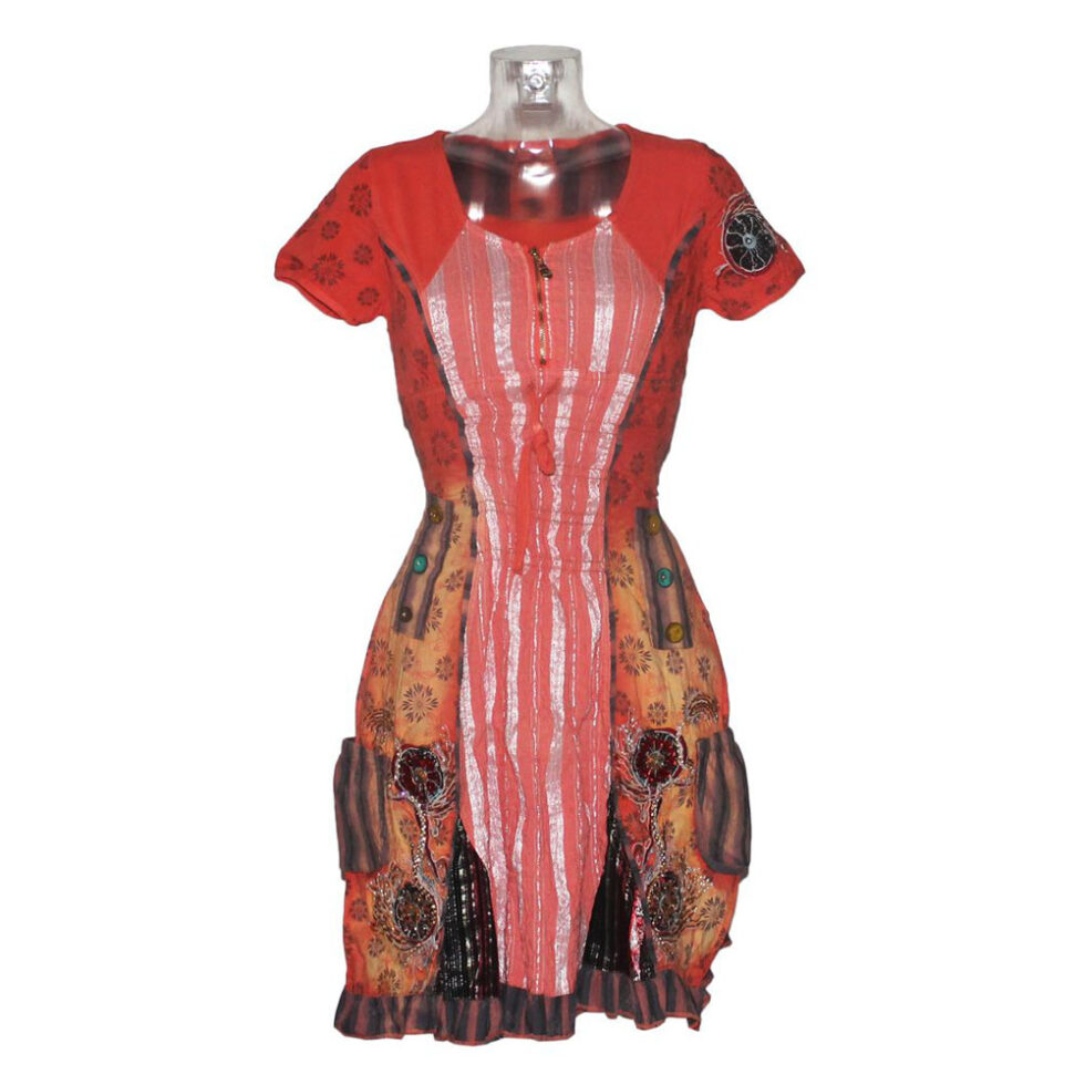 Damen Sommerkleid Dirndl Look Kleid Signet 3175 orange – Bild 4