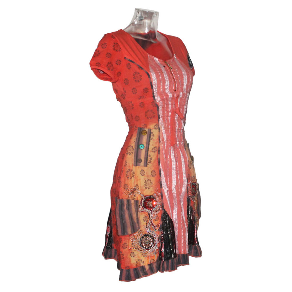 Damen Sommerkleid Dirndl Look Kleid Signet 3175 orange – Bild 2