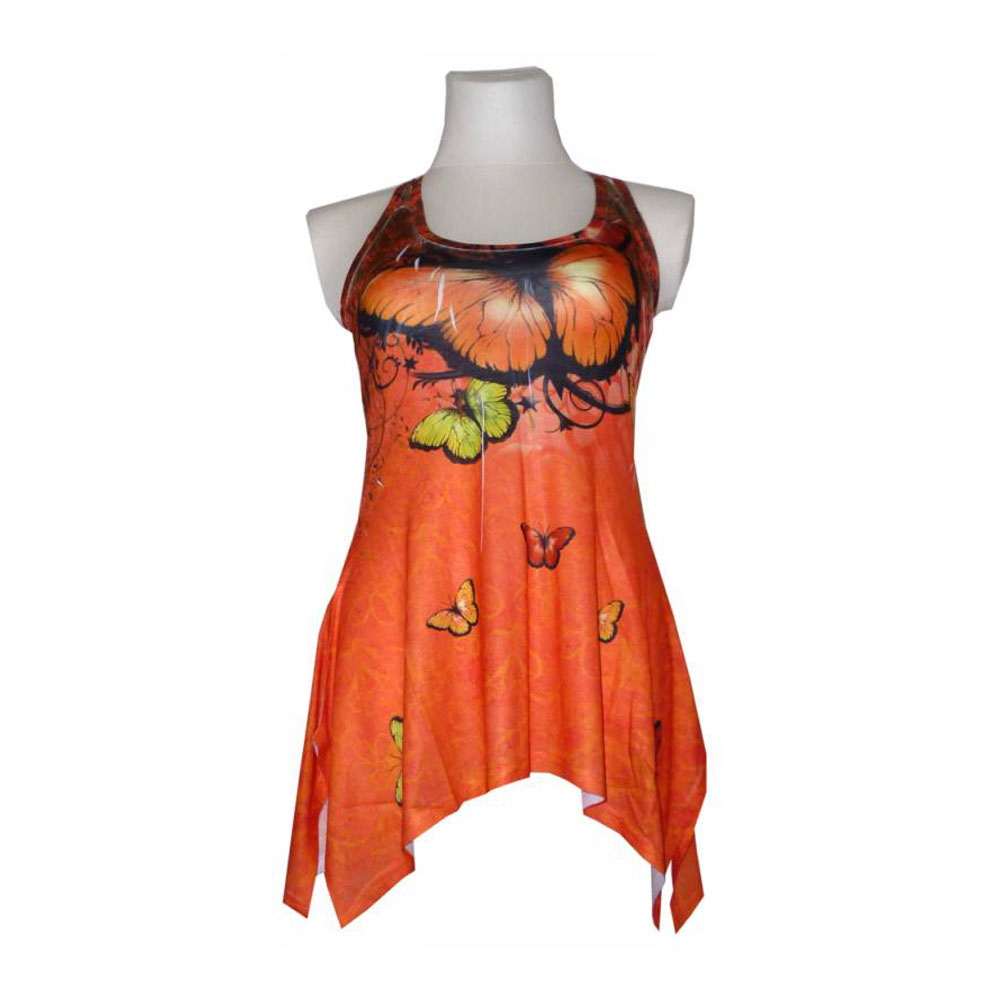 Damen Tank Top Schmetterling orange Gr. M