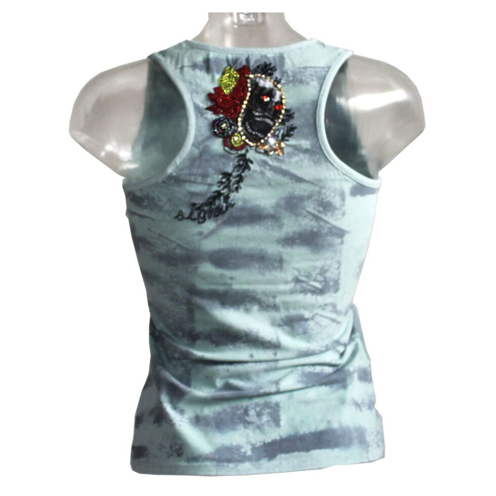 Damen Tank Top Shirt Signet 1265 mintgrün mit Stickereien – Bild 2