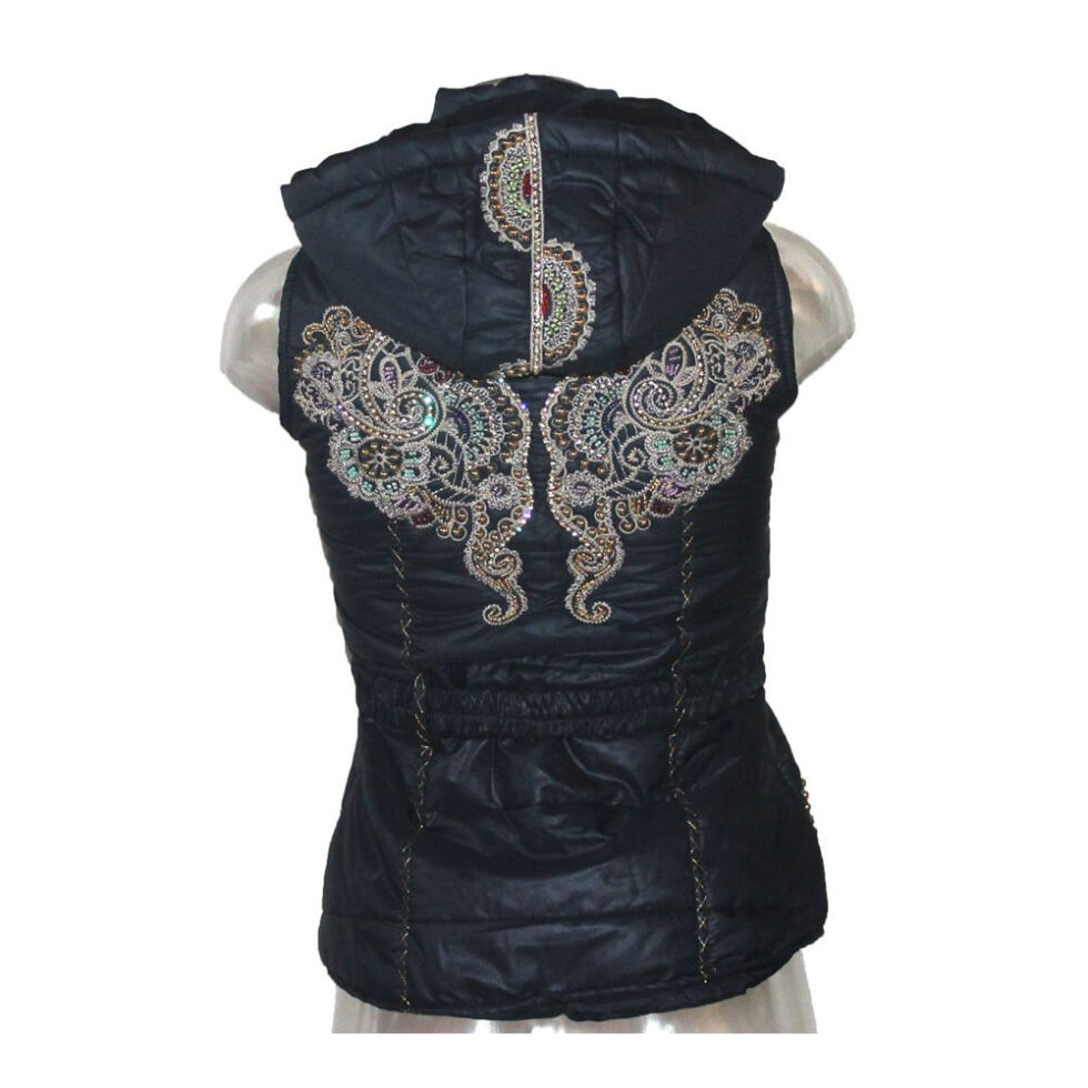 Damen Weste mit Kapuze u. Stickerei Signet 3196 indigo blau – Bild 3