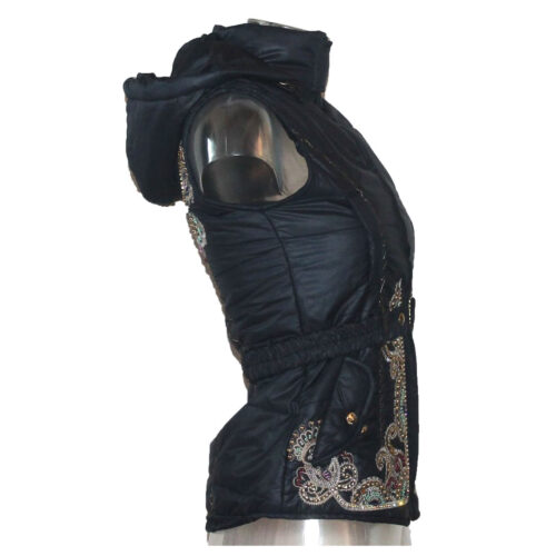 Damen Weste mit Kapuze u. Stickerei Signet 3196 indigo blau