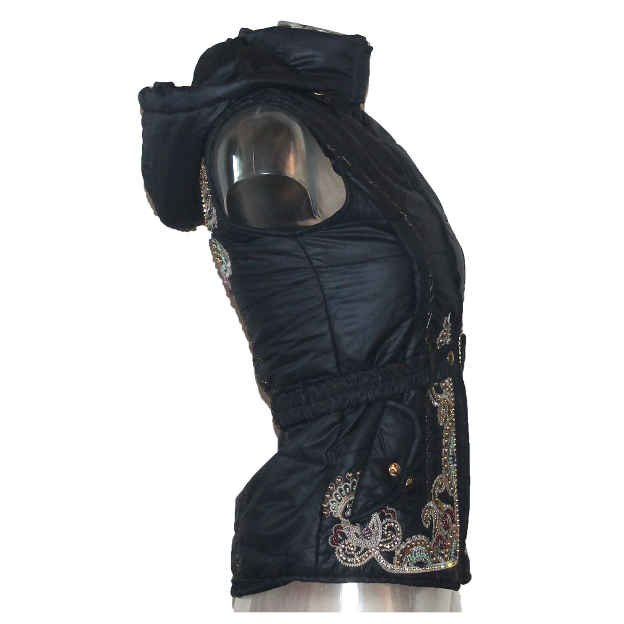 Damen Weste mit Kapuze u. Stickerei Signet 3196 indigo blau