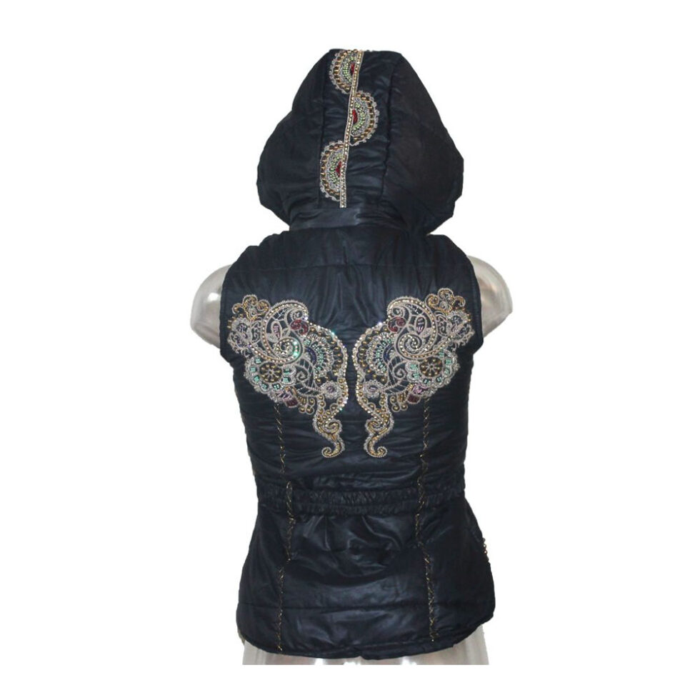 Damen Weste mit Kapuze u. Stickerei Signet 3196 indigo blau – Bild 4