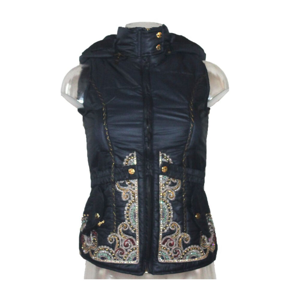 Damen Weste mit Kapuze u. Stickerei Signet 3196 indigo blau – Bild 2