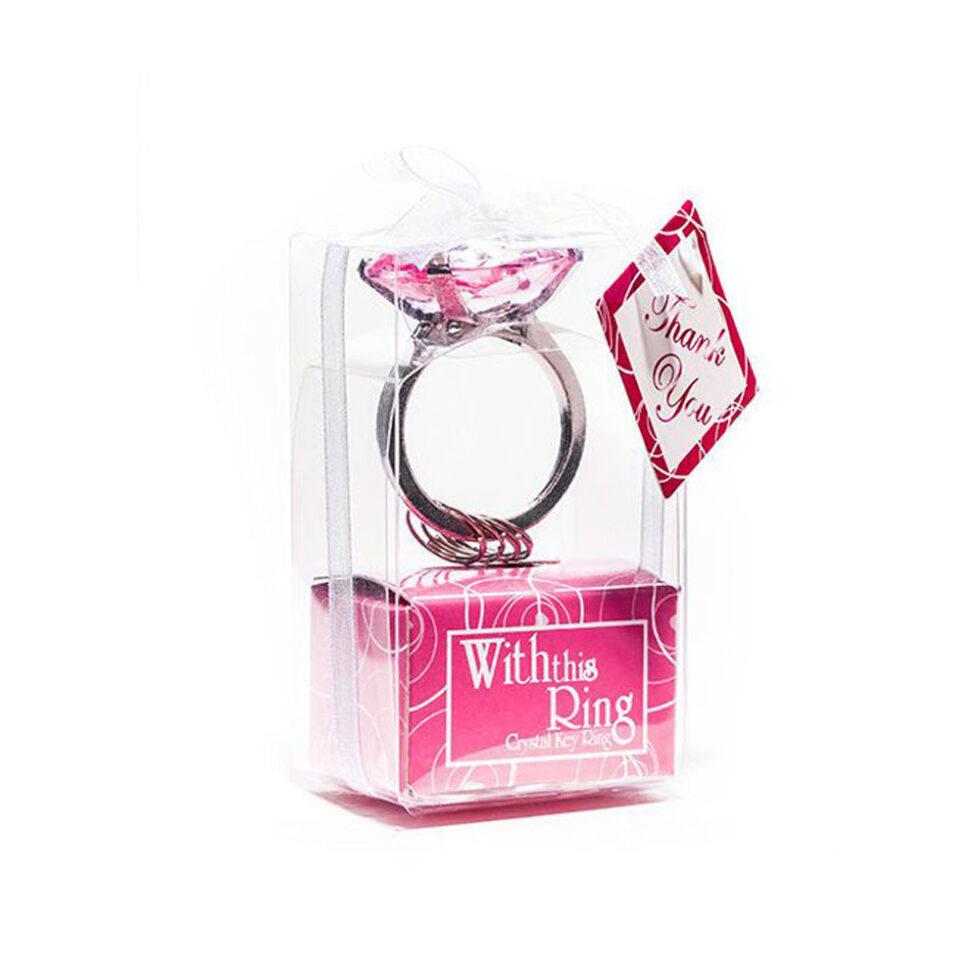 Diamant Schlüsselring pink Herzform für 5 Schlüssel – Bild 3