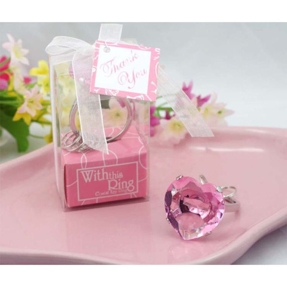 Diamant Schlüsselring pink Herzform für 5 Schlüssel – Bild 4