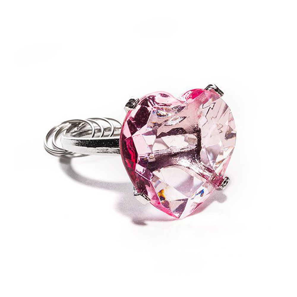 Diamant Schlüsselring pink Herzform für 5 Schlüssel