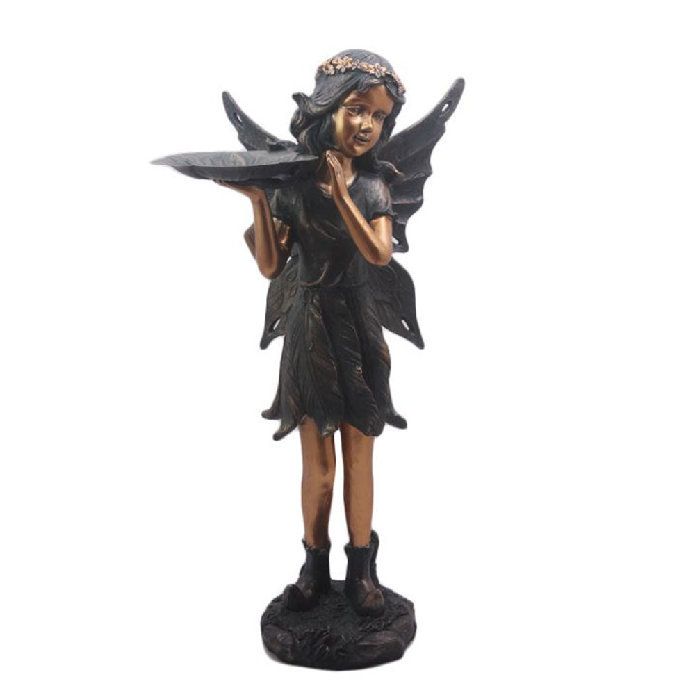 Fee Figur mit Blütenblatt Vogelbad Vogeltränke 56 cm
