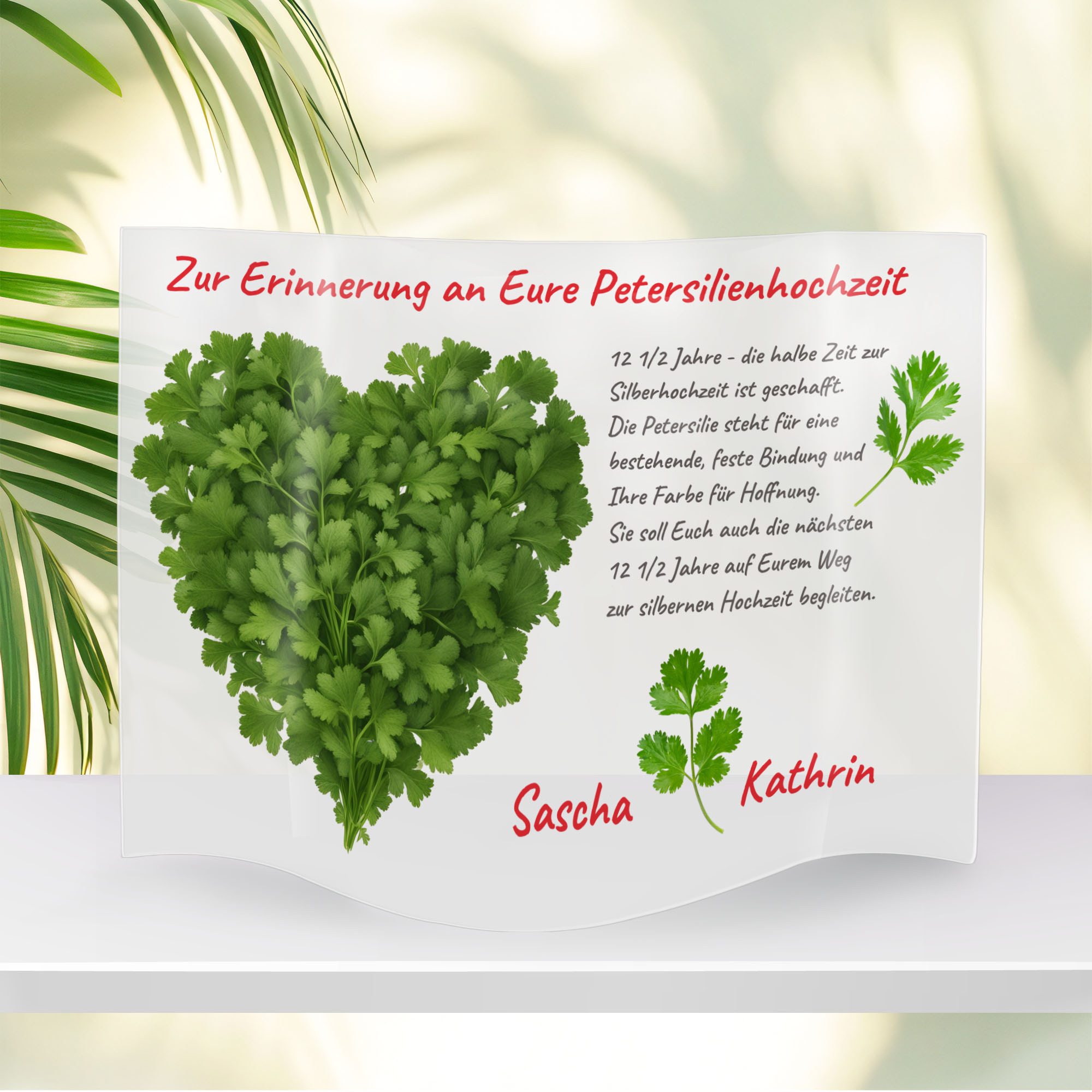 gewellte Acryl Platte zur Petersilienhochzeit mit Namen