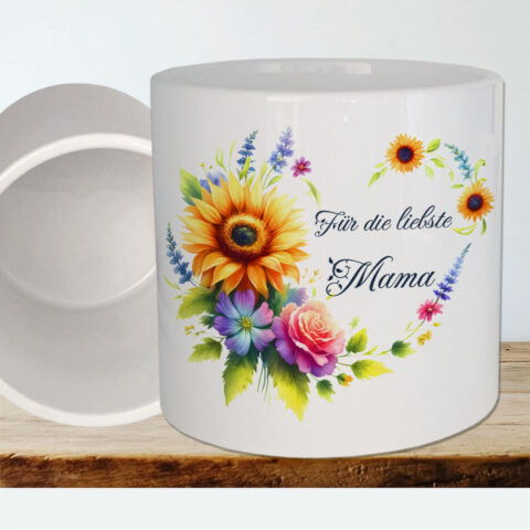 Blumentopf gross liebste Mama oder Oma im Blumenherz