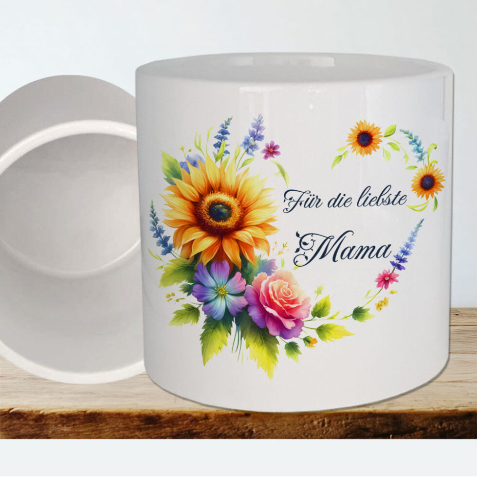 Blumentopf gross liebste Mama oder Oma im Blumenherz
