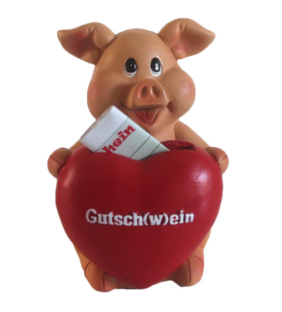 Schwein mit Gutschein Herz