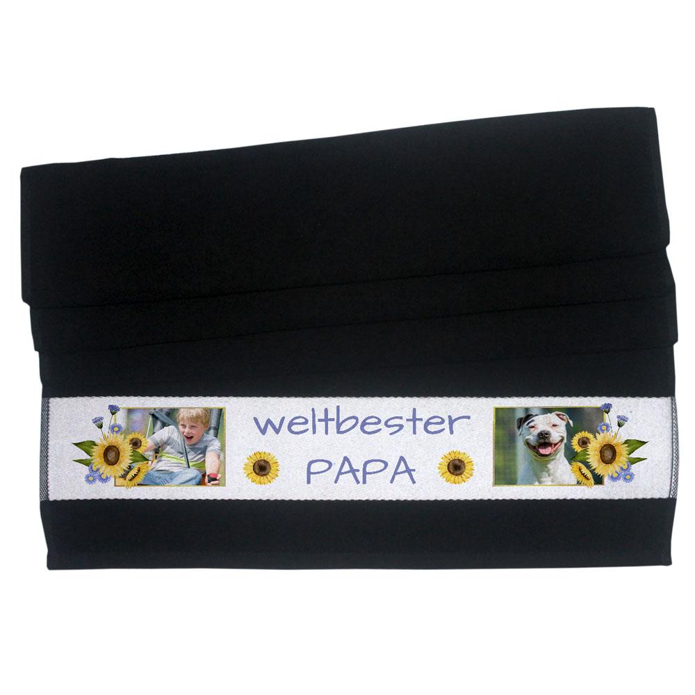 Handtuch mit Fotos "weltbester Papa" schwarz