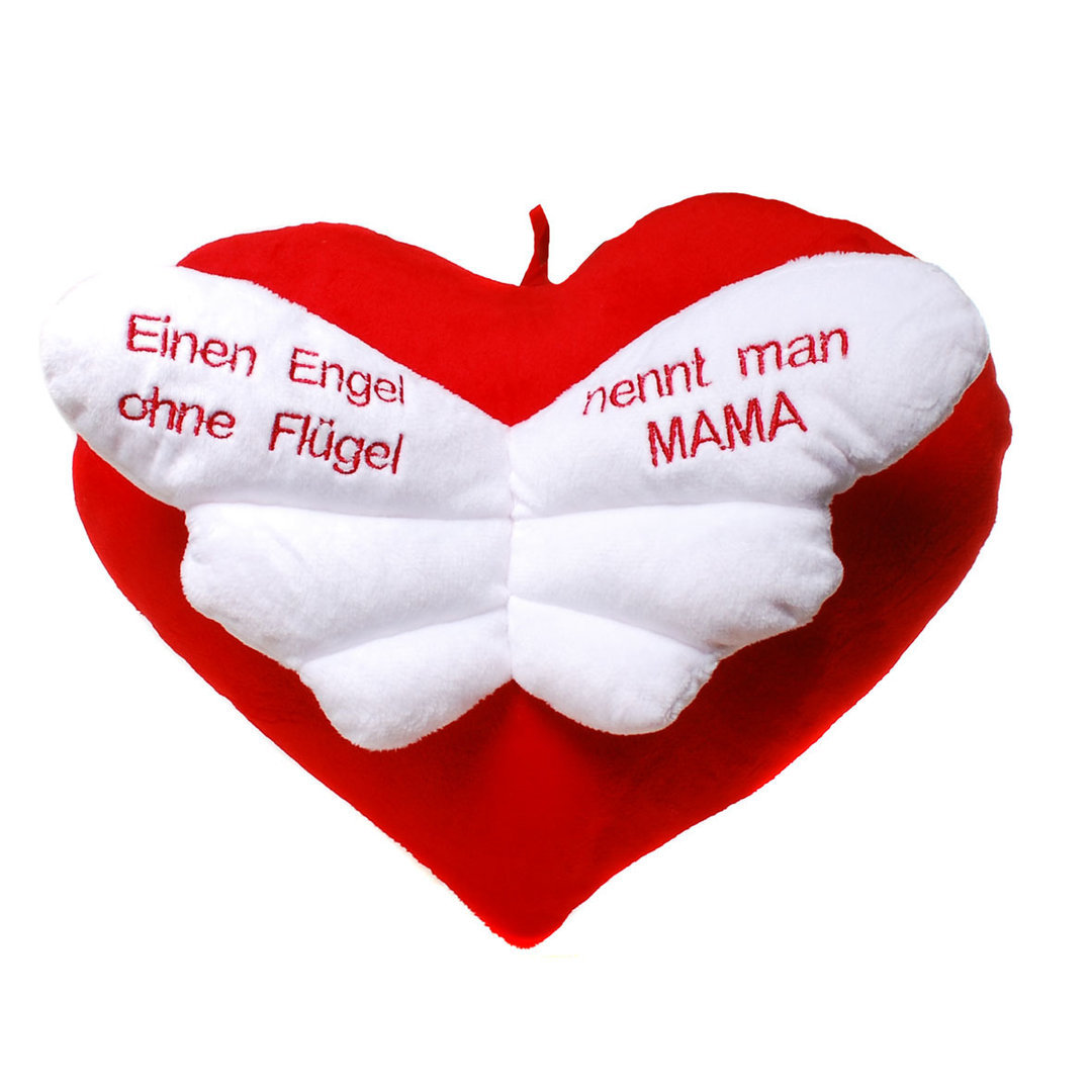 Herz Kissen mit Flügeln für Mama kleines Kissen