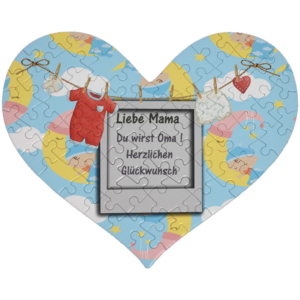Herz Puzzle mit Wunschtext Baby Wäsche
