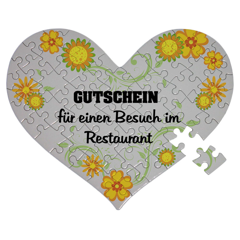 Puzzle mit Wunschtext gelbe Blumen als Gutschein oder Antrag