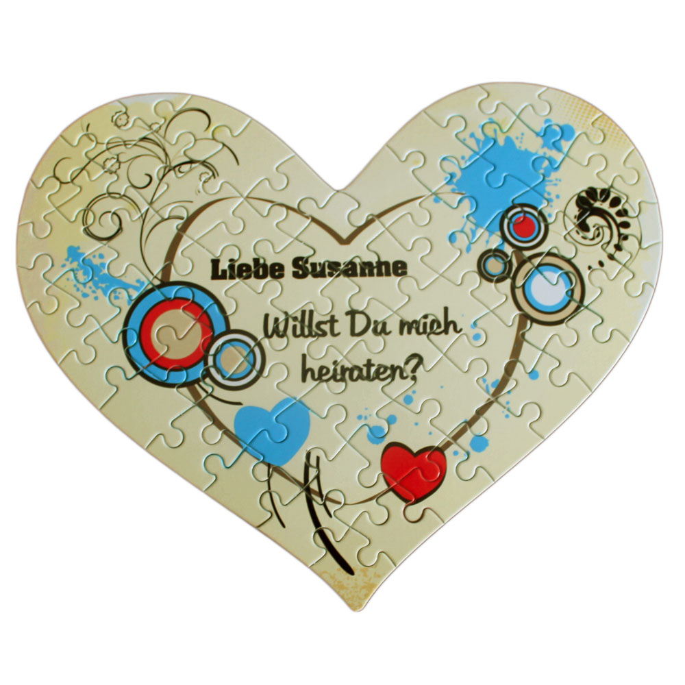 Herz Puzzle Design "Herz" als Gutschein oder Antrag