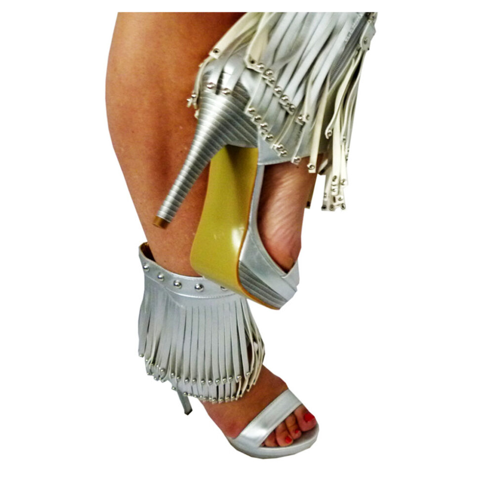 Pumps silber mit Fransen – Bild 2