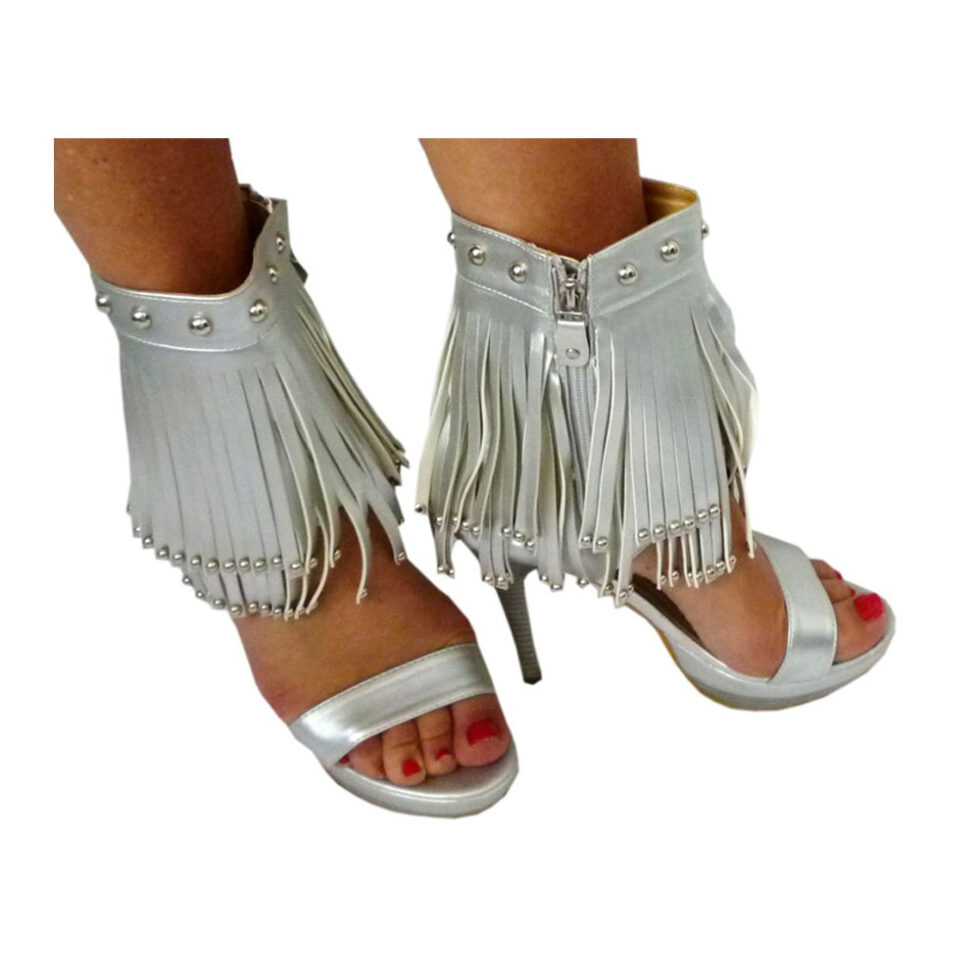 Pumps silber mit Fransen – Bild 4