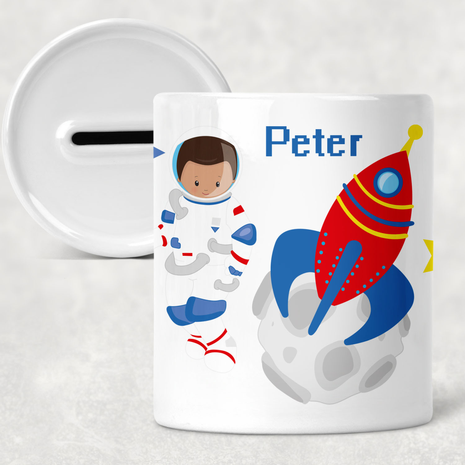 Kinder Spardose mit Name Astronaut