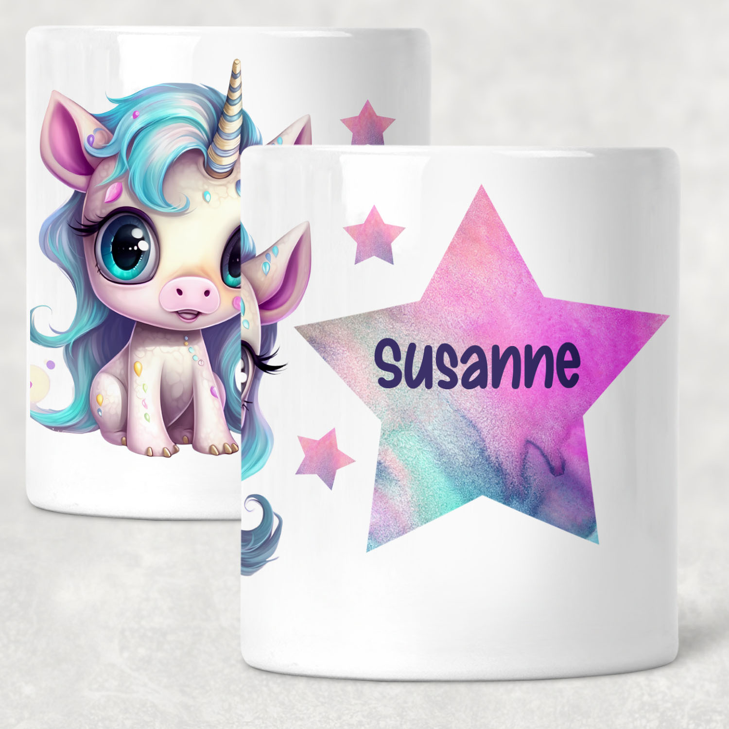 Kinder Spardose mit Name Einhorn mit Kulleraugen