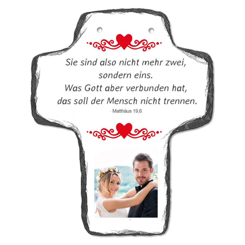 Kreuz zur Hochzeit mit Foto und Spruch