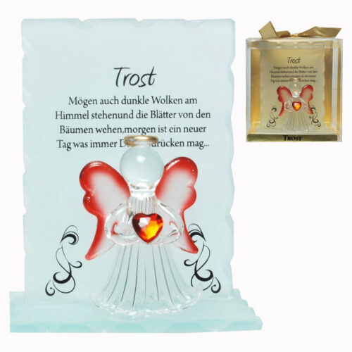 Kristall-Engel Trost Geschenk von Herzen Kristall Spruch
