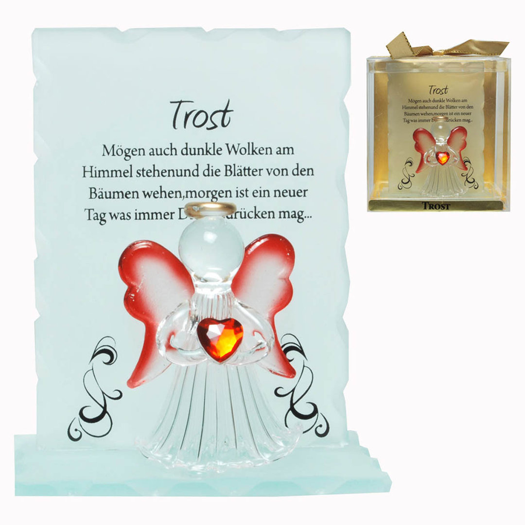 Kristall-Engel Trost Geschenk von Herzen Kristall Spruch