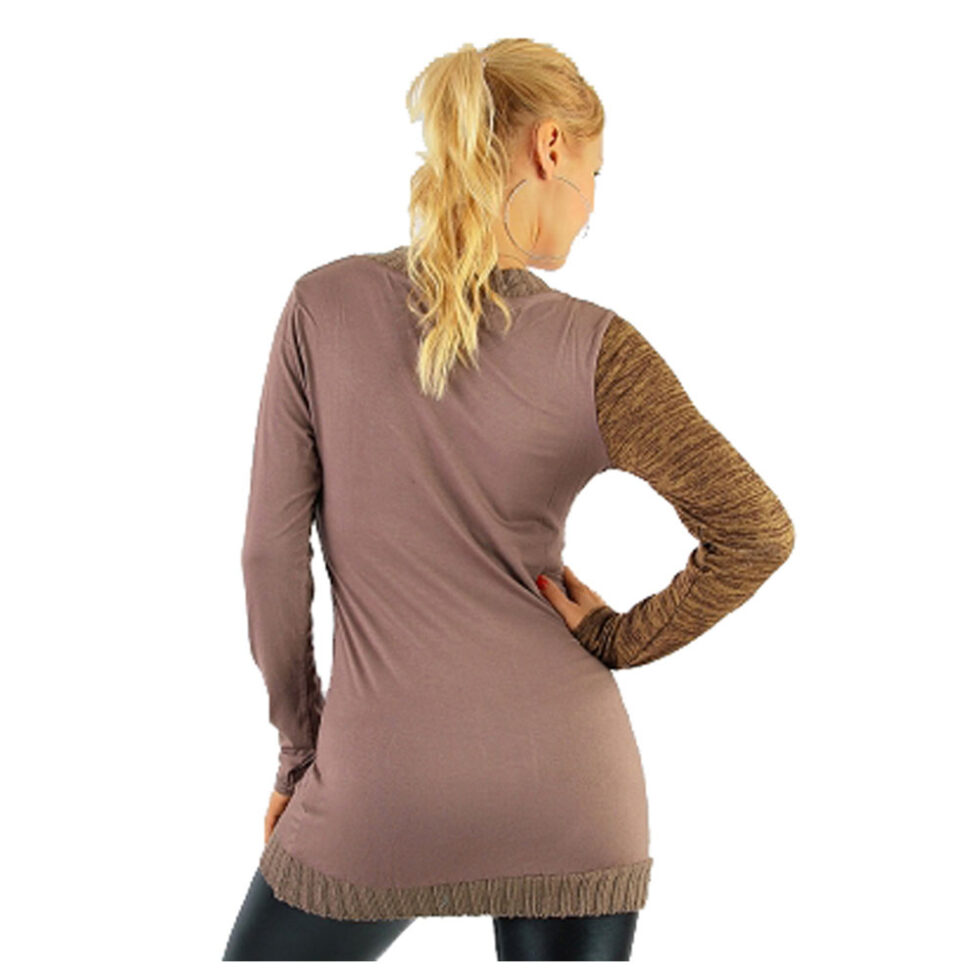 Long Pullover mit Print Braun Rot Gr. S/M – Bild 3