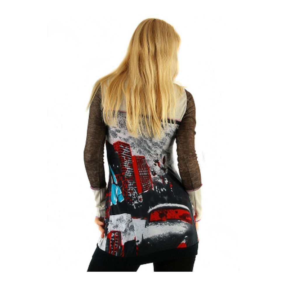 Long Pullover mit Print Grau/Braun Gr. L ausgefallen – Bild 3