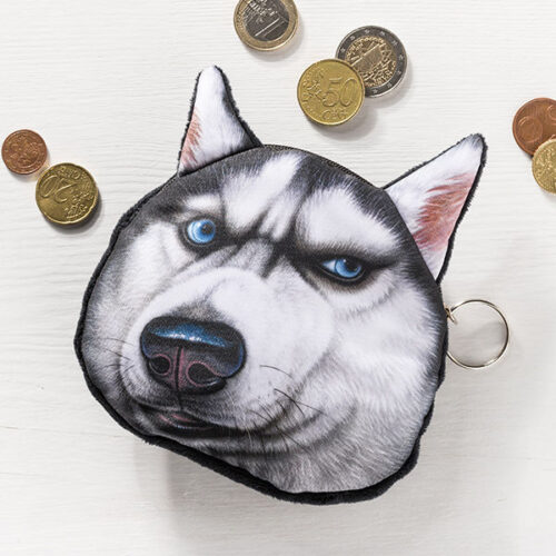 Münzen Tasche Hund 3D Effekt Husky Geldbeutel