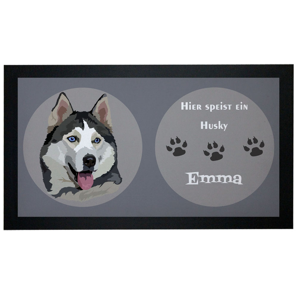 Napfunterlage Hund Husky mit Name
