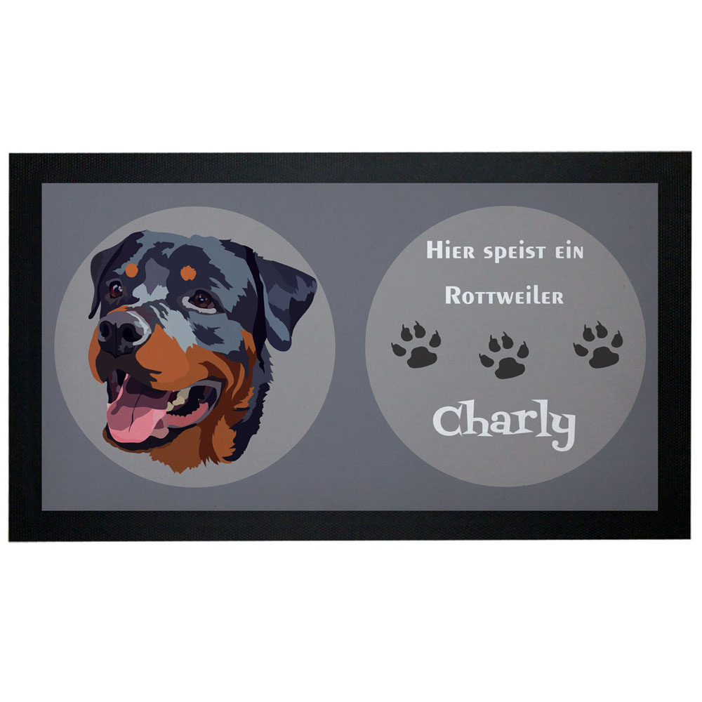 Napfunterlage Hund Rottweiler mit Name