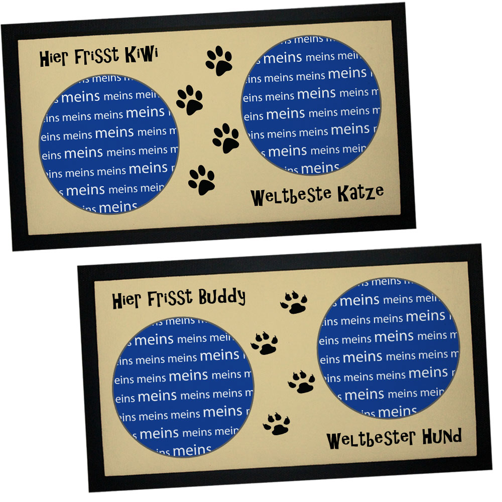 Napfunterlage hier frisst mit Name für Hunde oder Katzen