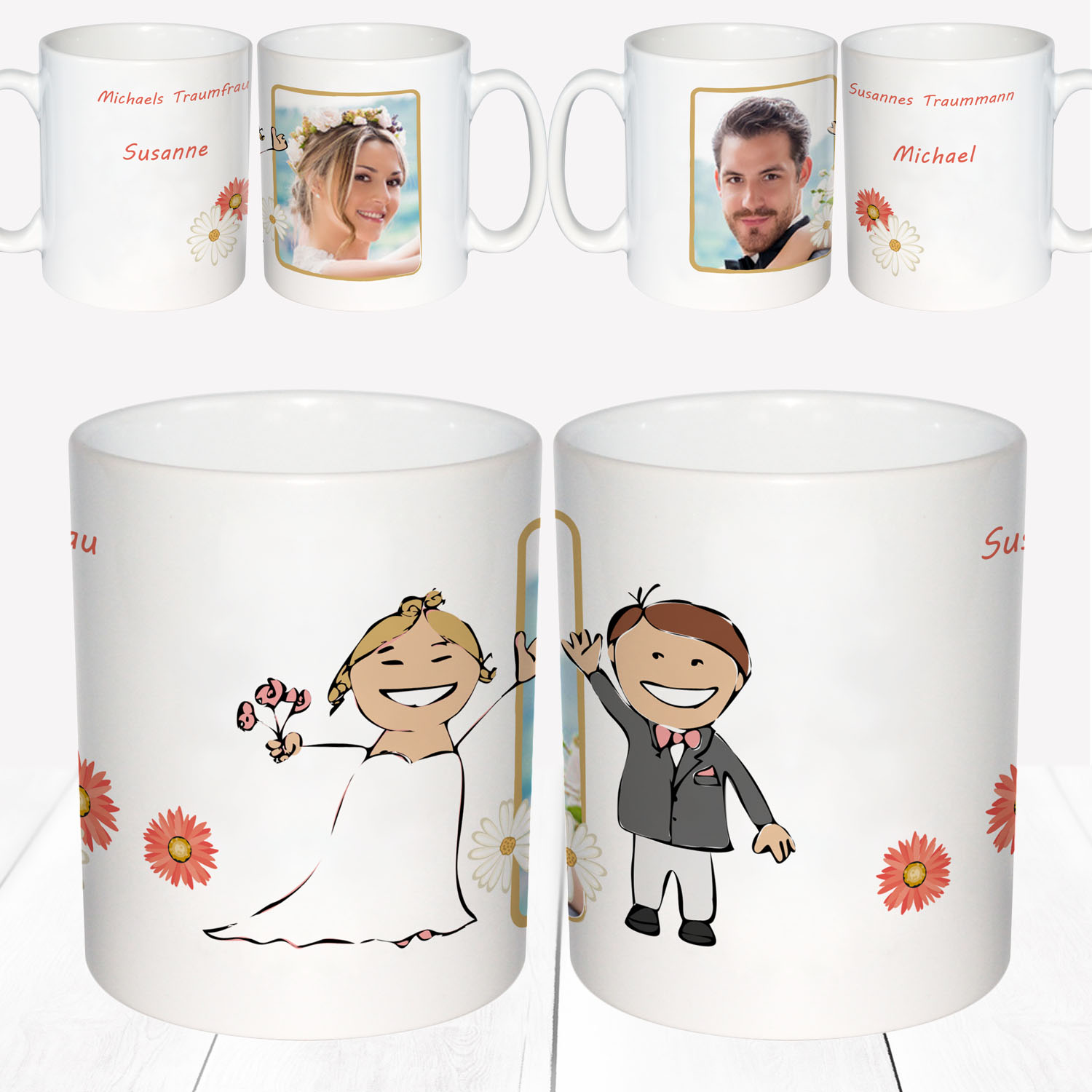 Partnertassen Hochzeit mit Foto im Traumpaar Design