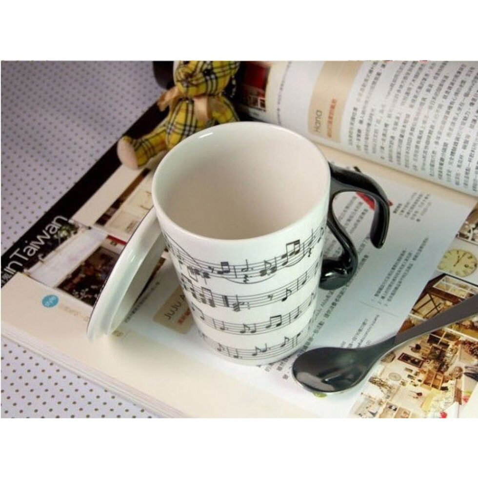 Kaffeebecher Musik Becher Musiknoten mit Deckel – Bild 4